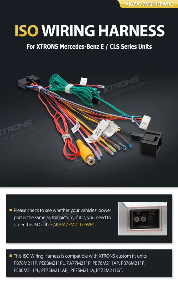 ISO WIRING HARNESS For XTRONS Mercedes-bens E/CLS series units