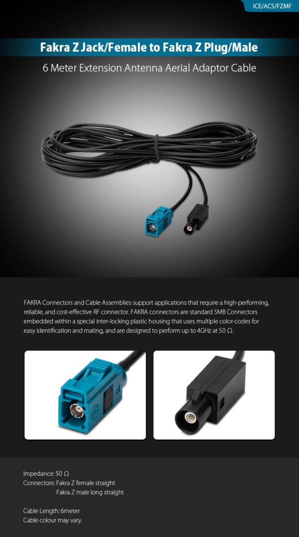 6 Meter Extension Antenna Aerial Adaptor Cable Fit for Fakra Z Jack / Female to Fakra Z Plug / Male