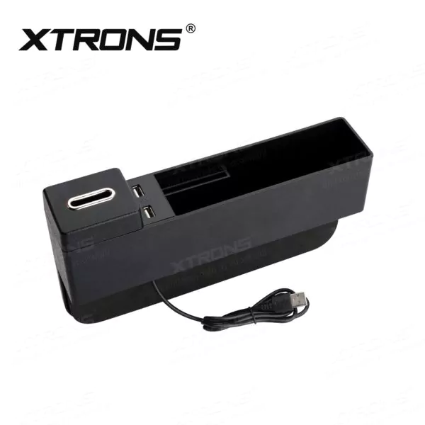 Universal Car Storage Box with Dual USB Ports and Removable Coin Holder